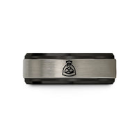 tungsten rings for women – black & grey tungsten coal bag wedding band