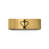matching wedding ring set – gold tungsten arrow halves heart wedding band