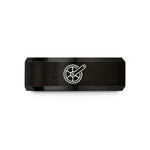 engraved couple wedding rings – black tungsten crankset wedding band