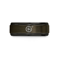men and women wedding bands – gunmetal & black tungsten crankset wedding band