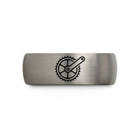 matching his and hers rings – gunmetal & grey tungsten crankset wedding band