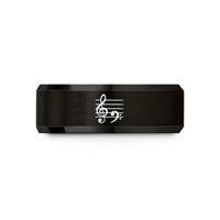 tungsten wedding bands – black tungsten grand staff clefs wedding band