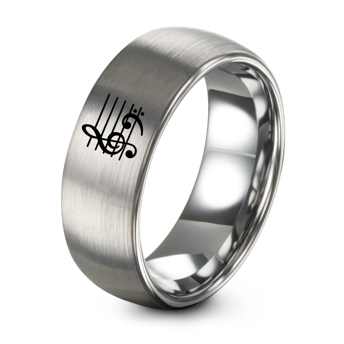 Wedding Ring Sets for Him And Her – gray tungsten grand staff clefs ring