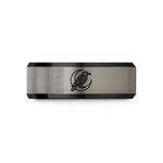 personalized rings for couples – black & gray tungsten raven scene wedding band