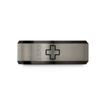 pairs wedding ring bands – black & gray tungsten medic cross wedding band