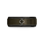men women ring bands – gunmetal & black tungsten medic cross wedding band