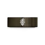 engraved couple rings – gunmetal & rose gold tungsten rosemary sprig wedding band