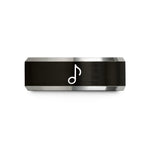 engraved wedding rings set – black & gray tungsten staccato dot wedding band