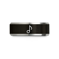 engraved wedding rings set – black & gray tungsten staccato dot wedding band