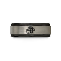 matching wedding rings set – black & blue & gray tungsten wrist wraps wedding band