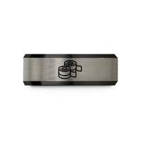 his her ring set – black & blue & silver tungsten wrist wraps wedding band