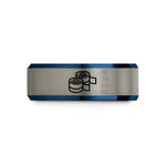 matching wedding rings set – black & blue & silver tungsten wrist wraps wedding band