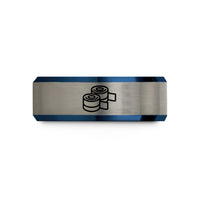 matching wedding rings set – black & blue & silver tungsten wrist wraps wedding band
