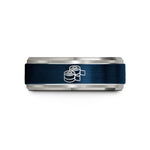 his her ring set – blue & silver tungsten wrist wraps wedding band