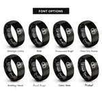 font options for inside engraving on black wedding rings rings