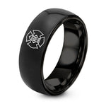 Wedding Rings Couples Set – black tungsten maltese cross hydrant ring