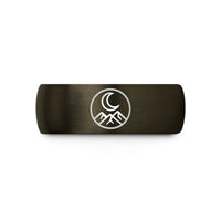 comfort fit rings set – gunmetal & black tungsten moon mountains wedding band