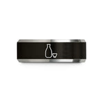 matching wedding ring pairs – black & gray tungsten sake bottle cup wedding band