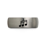 engraved bands for partners – black & silver tungsten triplet notes wedding band