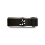 unisex wedding ring set – black & gray tungsten triplet notes wedding band