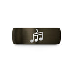 engraved bands for partners – gunmetal & black tungsten triplet notes wedding band