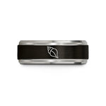 matching rings for couples – black & blue & silver tungsten whelk shell wedding band