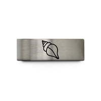tungsten wedding bands set – black & blue & grey tungsten whelk shell wedding band