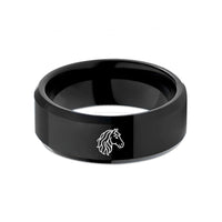 his and hers bands – black tungsten gypsy vanner wedding band
