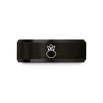 engraved rings for couples – black & rose gold tungsten kalash pot wedding band