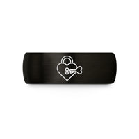 matching his and hers rings – black tungsten lock & key pair heart lock wedding band