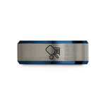 matching bands for couples – black & blue & gray tungsten pickleball net wedding band