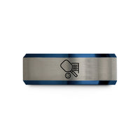 matching bands for couples – black & blue & gray tungsten pickleball net wedding band