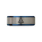 tungsten rings for couples – blue & gray tungsten probability density cloud wedding band