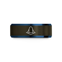 matching rings for partners – gunmetal & blue tungsten probability density cloud wedding band