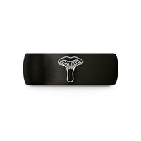 his and hers rings – black tungsten chanterelle mushroom wedding band