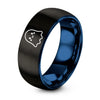 Cute Ghost – Tungsten Wedding Band, 8 mm, Blue, Black Comfort-Fit Unisex