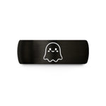 engraved couple rings set – black & blue tungsten cute ghost wedding band