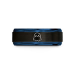 engraved couple rings set – black & blue tungsten cute ghost wedding band
