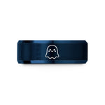 matching couple wedding bands – black & blue tungsten cute ghost wedding band