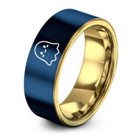 tungsten wedding band set – gold & blue tungsten cute ghost ring