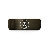unique wedding ring sets – gunmetal & black tungsten disc note wedding band
