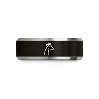 unique wedding ring sets – black & grey tungsten giraffe silhouette wedding band
