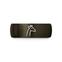 unique wedding ring sets – gunmetal & black tungsten giraffe silhouette wedding band