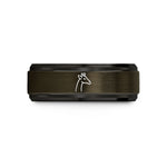 engraved rings for couples – gunmetal & black tungsten giraffe silhouette wedding band