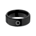 matching bands for couples – black tungsten sprocket border wedding band