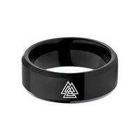 unisex tungsten wedding bands – black tungsten valknut wedding band