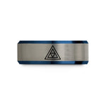 couples matching wedding bands – black & blue & grey tungsten trine wedding band