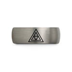 couples matching wedding bands – blue & gray tungsten trine wedding band