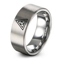 couples matching wedding bands – silver tungsten trine ring