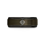 women’s promise rings band – gunmetal & black tungsten lake mountains reflection wedding band